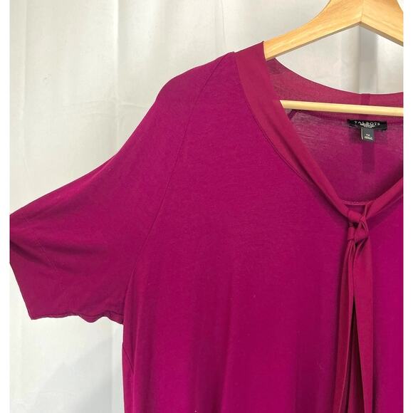 TALBOTS Tie V Neck Top Short Sleeve Jersey Knit Magenta Purple Size 1X Plus - Picture 5 of 9